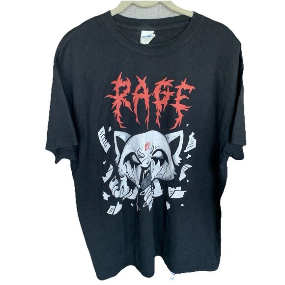 Vintage A Rage Turnbeutel Yeti Aggretsuko T-Shirt Mens Heavy Music DJ MC Black M - Picture 6 of 15
